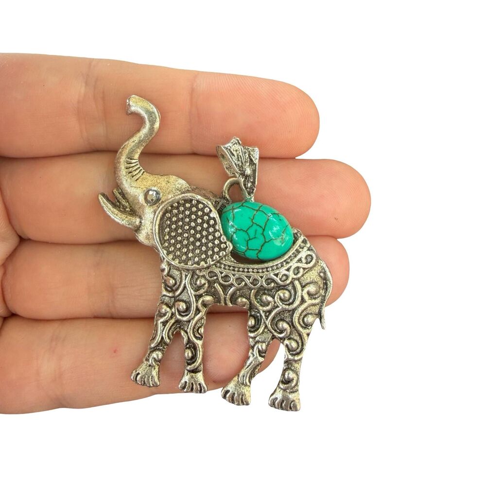 Vintage Elephant With Trunk Up Pendant